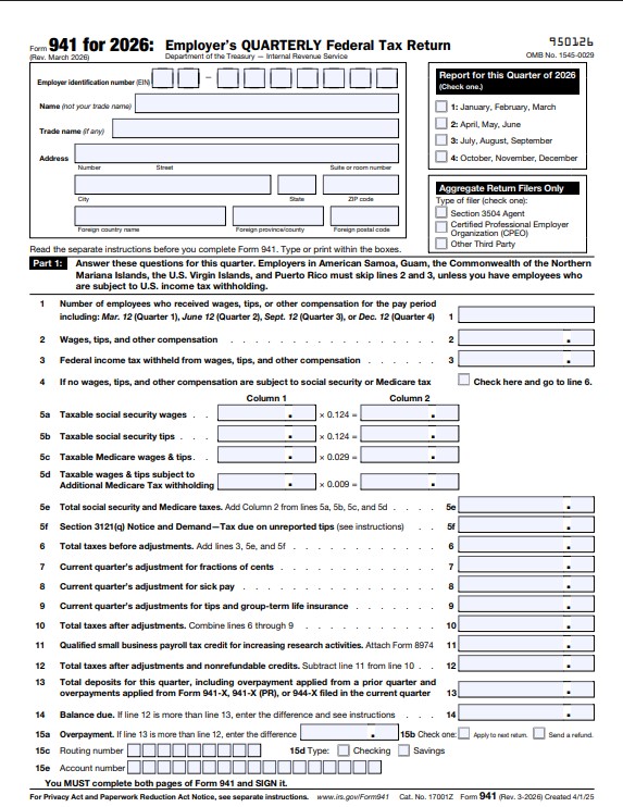 Form 941 New